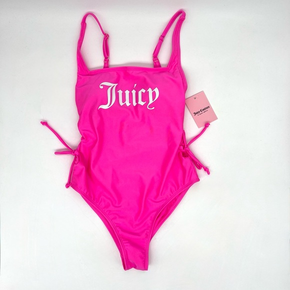 JUICY Couture Hot Fuchsia Pink One Piece Swimsuit S L NWT - Picture 1 of 5